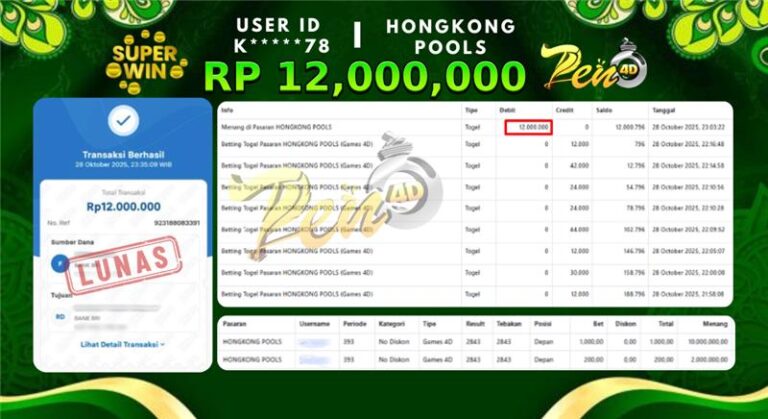 PEN4D $ Kemenangan Jackpot dan Bukti Pembayaran Withdraw Hari Ini 31 OKTOBER 2025