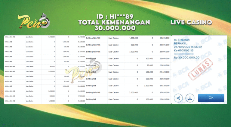 PEN4D $ Kemenangan Jackpot dan Bukti Pembayaran Withdraw Hari Ini 27 OKTOBER 2025