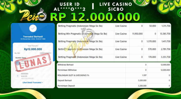 PEN4D $ Kemenangan Jackpot dan Bukti Pembayaran Withdraw Hari Ini 10 NOVEMBER 2025